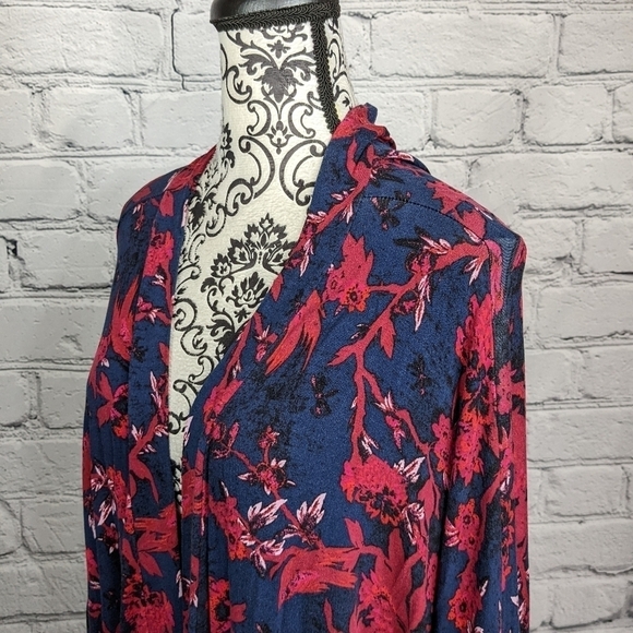Asos Curve women's 3/4 sleeve stretch knit open cardigan floral print sz 24 bb10 - Picture 7 of 10